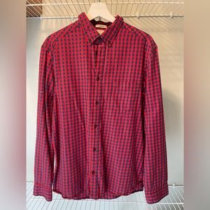 L.O.G.G. by H&M Men’s Lightweight Flannel Shirt Button Down Red/Navy Large